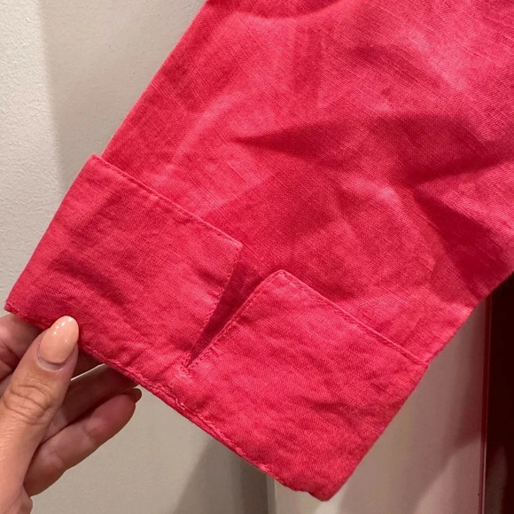 Charter Club Embosed 100% Linen Pink Blouse Size 14P Petite Floral Embroidered - Picture 5 of 9